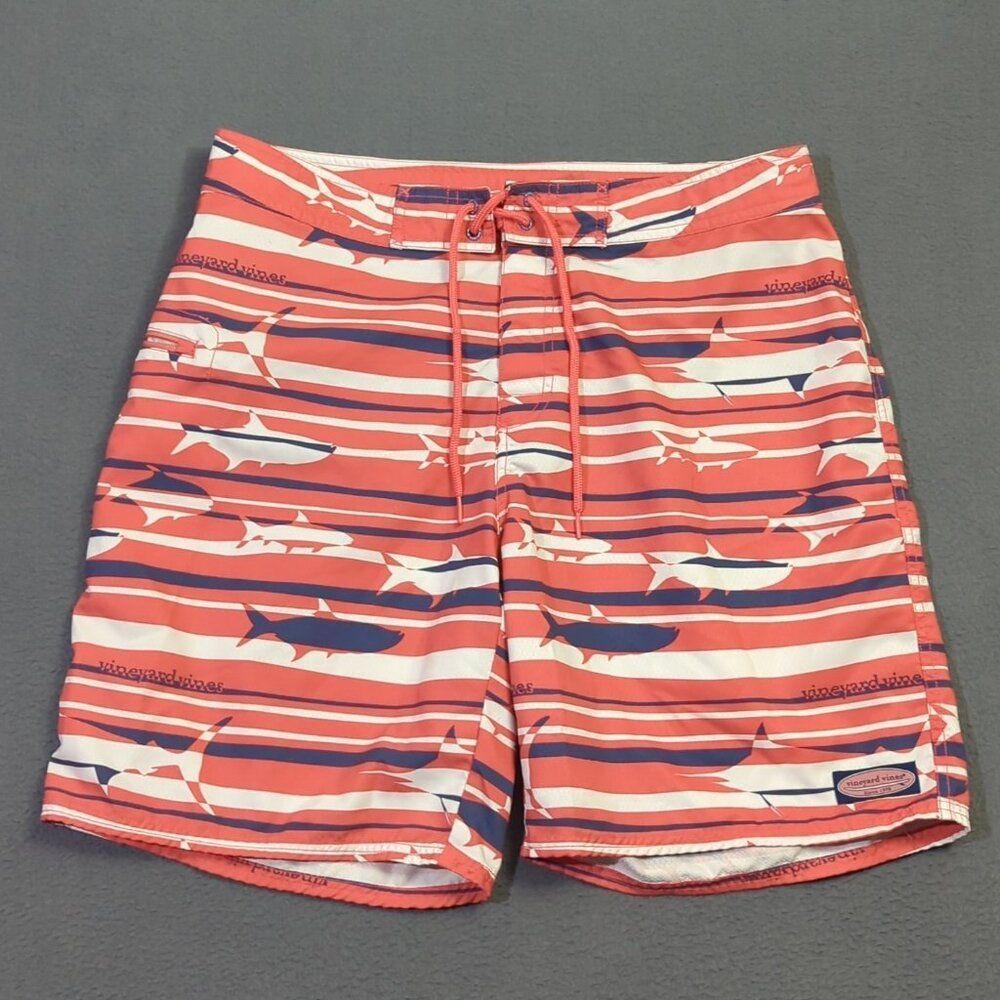 Vineyard Vines Board Shorts Men's 35 Multicolor Fish Print Travel Beach Vacation